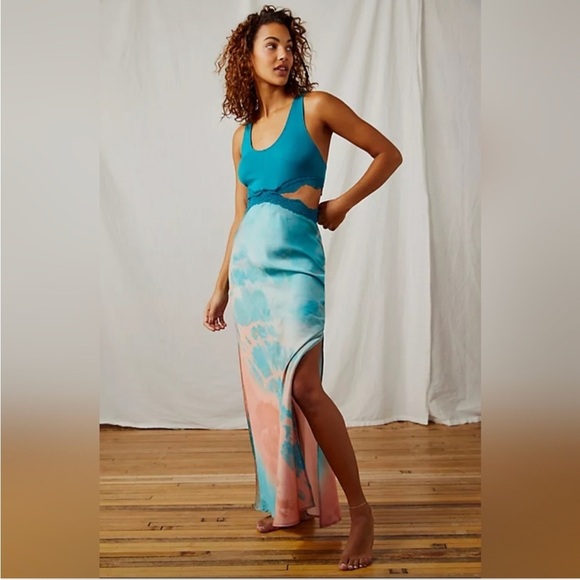 Intimately Free People Playing Favorites Maxi Slip Cut Out Maxi Dress Silky - Picture 1 of 11